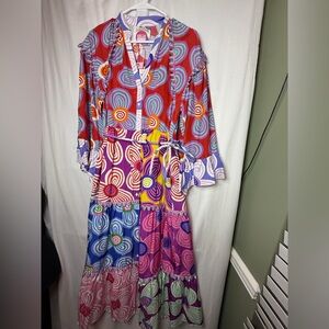 CeliaB Multicolor Swirl Long Sleeve Dress